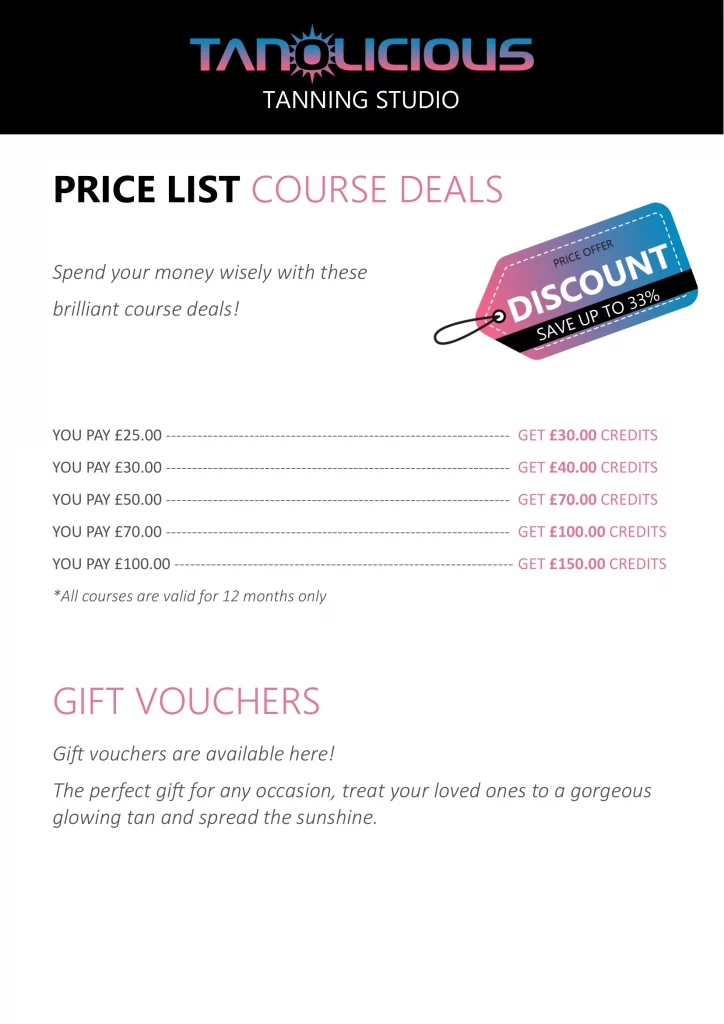 Price List Courses Deals